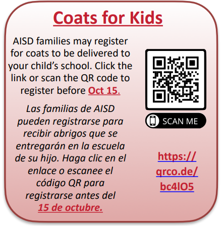 This is a QR code linked to the registration for Coats for Kids event. 